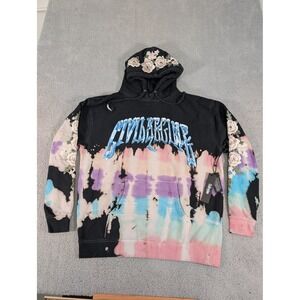 Civil Regime Hoodie Mens Large Multicolor‎ Tie Dye Floral Embroidered Streetwear